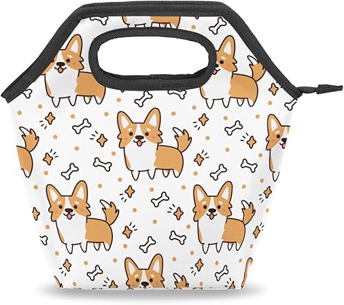 AUUXVA Bolsa de almuerzo con aislamiento térmico para perros y cachorros Corgi para mujeres, niños y niños, reutilizable, bolsa de mano para