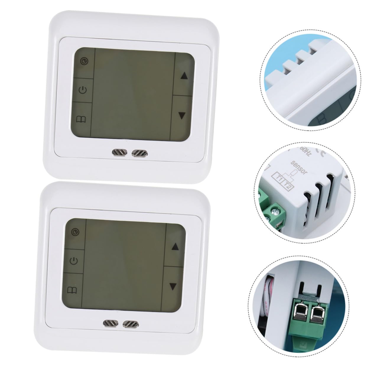 2 Stück Programmierbarer Digitaler Thermostat 220v für Heizung | Weißes PC Gehäuse, Tagesprogramm mit 6 Zeitabschnitten, Hohe Zuverlässigkeit