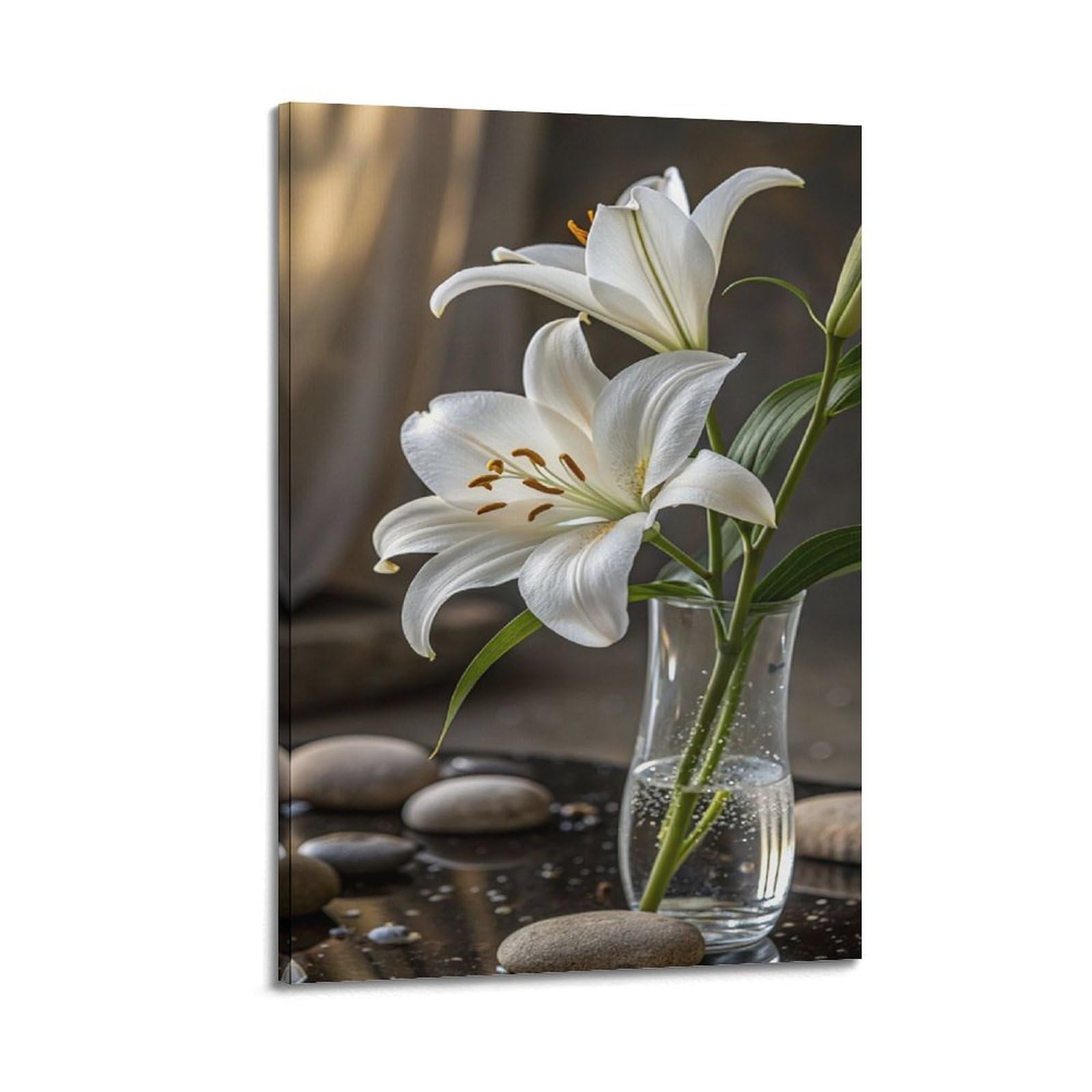 Poster lys blancs vase en verre solution déco pour mur vide 40x60cm - 6