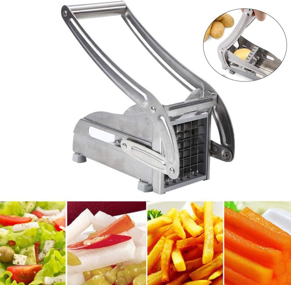 French Fry Cutter Stainless Steel, No-Slip Suction Base, For Restaurant Style Potato Chopper for Fries, Carrots, Cucumbers(Type 1)