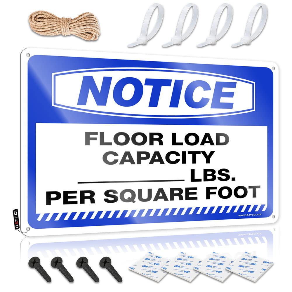 STWNVOITV Tin Signs For Bar Notice Floor Load Capacity Lbs. Per Square Foot Tin Sign Sarcastic Metal Signs Things For Boys Room(20X30CM)