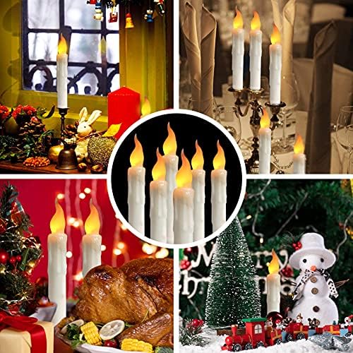 Teynewer LED Candle Light, 12PCS Battery Operated Flameless LED Taper Candles Light Window Candles for Wedding Birthday Churches Party Decorations, Warm Yellow, Dia 0.79 x 6.5 Inch