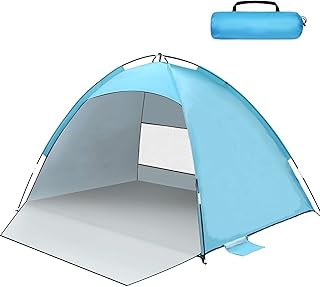 Beach Tent for 2-3 Person with UPF 50+ UV Protection, Lightweight Beach Sun Shelter Tent, Portable Easy Setup Family Event Shelter Shade Tent for Beach, Camping, Fishing, Picnic