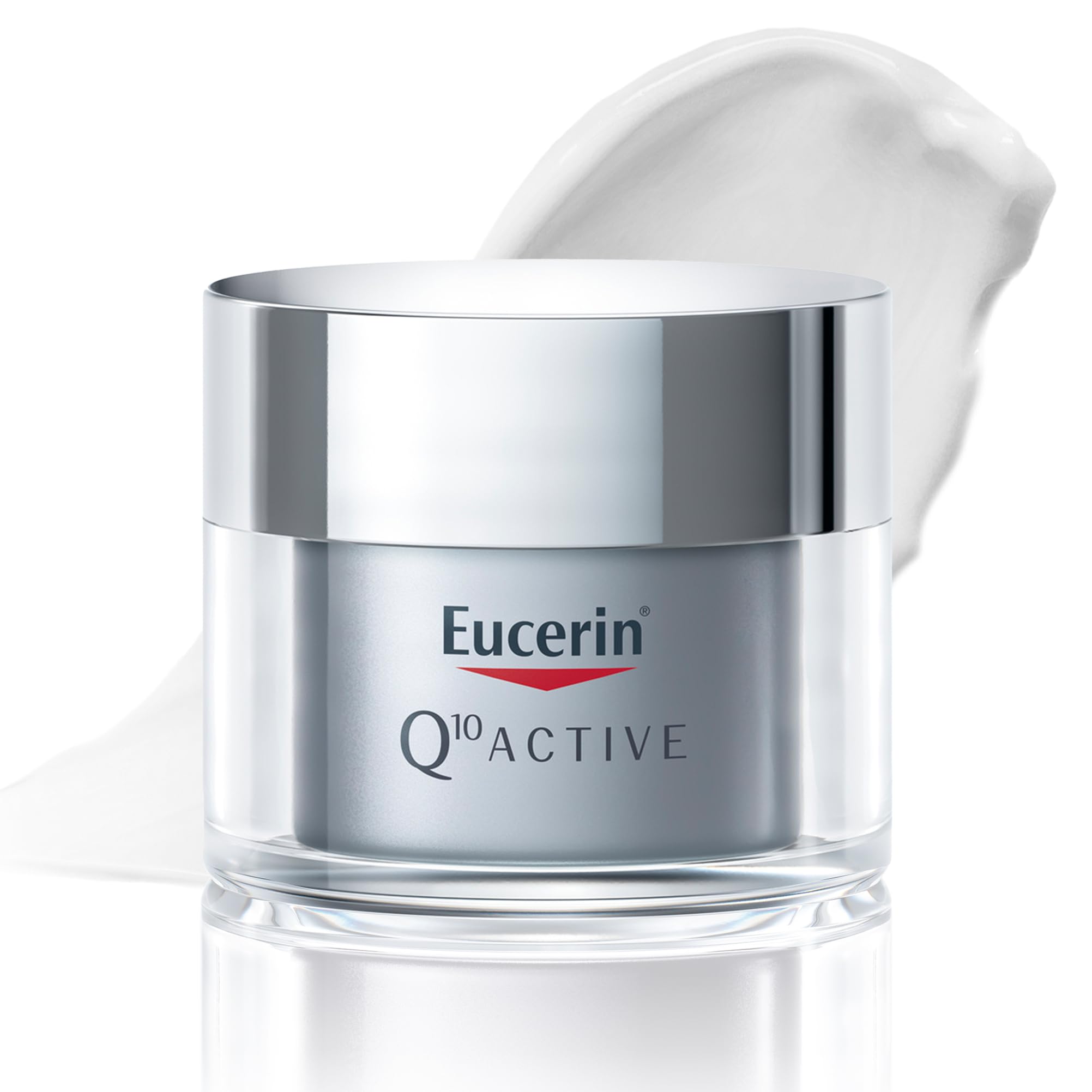 Eucerin Q10 ACTIVE Crema de Noche (50 ml), crema de cara antiarrugas e hidratante para piel sensible, fórmula enriquecida con Coenzima Q10 y Manteca de Karité, regenera la piel mientras duermes
