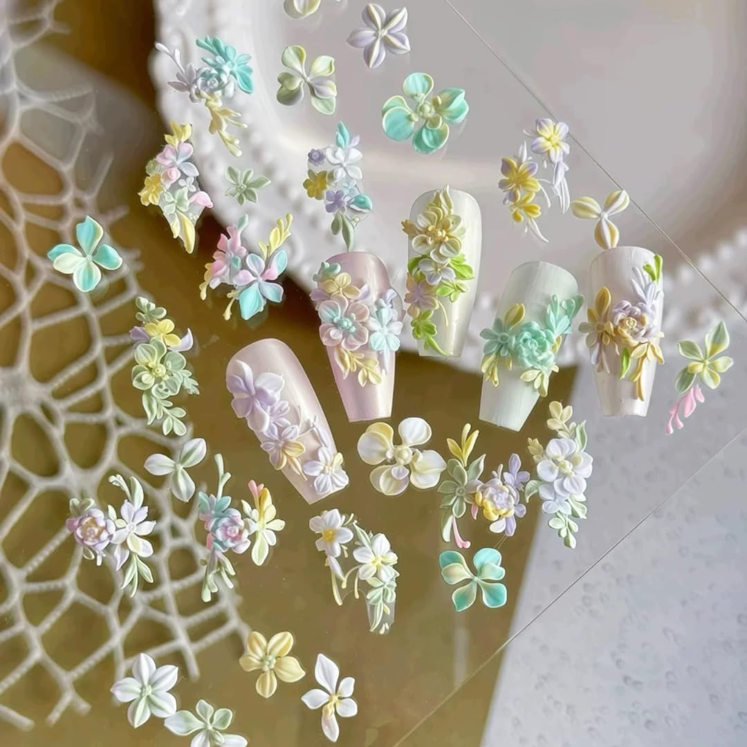 3D Flower Nail Art Silicone Mold 2 Sets β DIY Floral Gel Nail Charm Mold for Spring & Summer Designs, Blossom Nail Art Template for Manicure Decoration (Style-B) 3