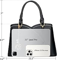 Vista 5 de KKXIU Monederos y bolsos de mano con triple compartimento para mujer, bolso de mano con asa superior 2-negro