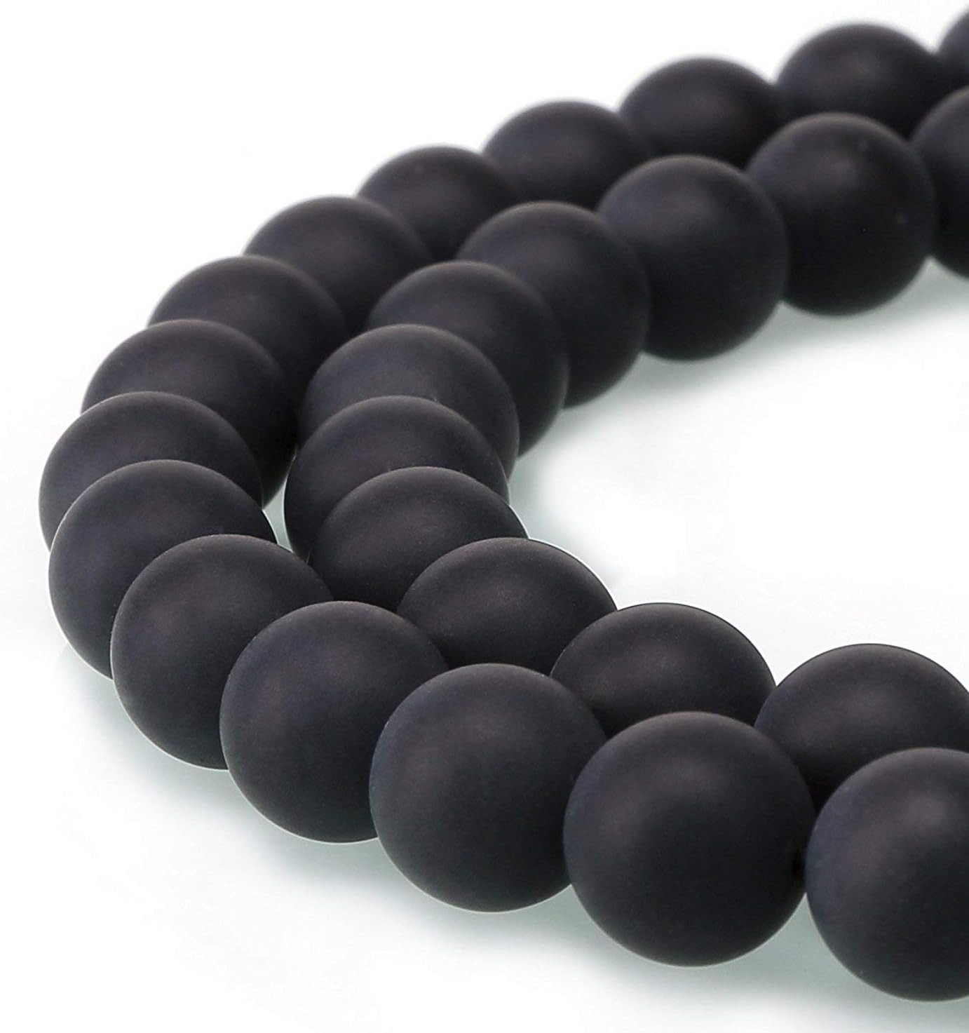 BRCbeads Matte Onyx Gemstone Loose Beads Round 6mm Crystal Energy Stone Healing Power for Jewelry Making- Black