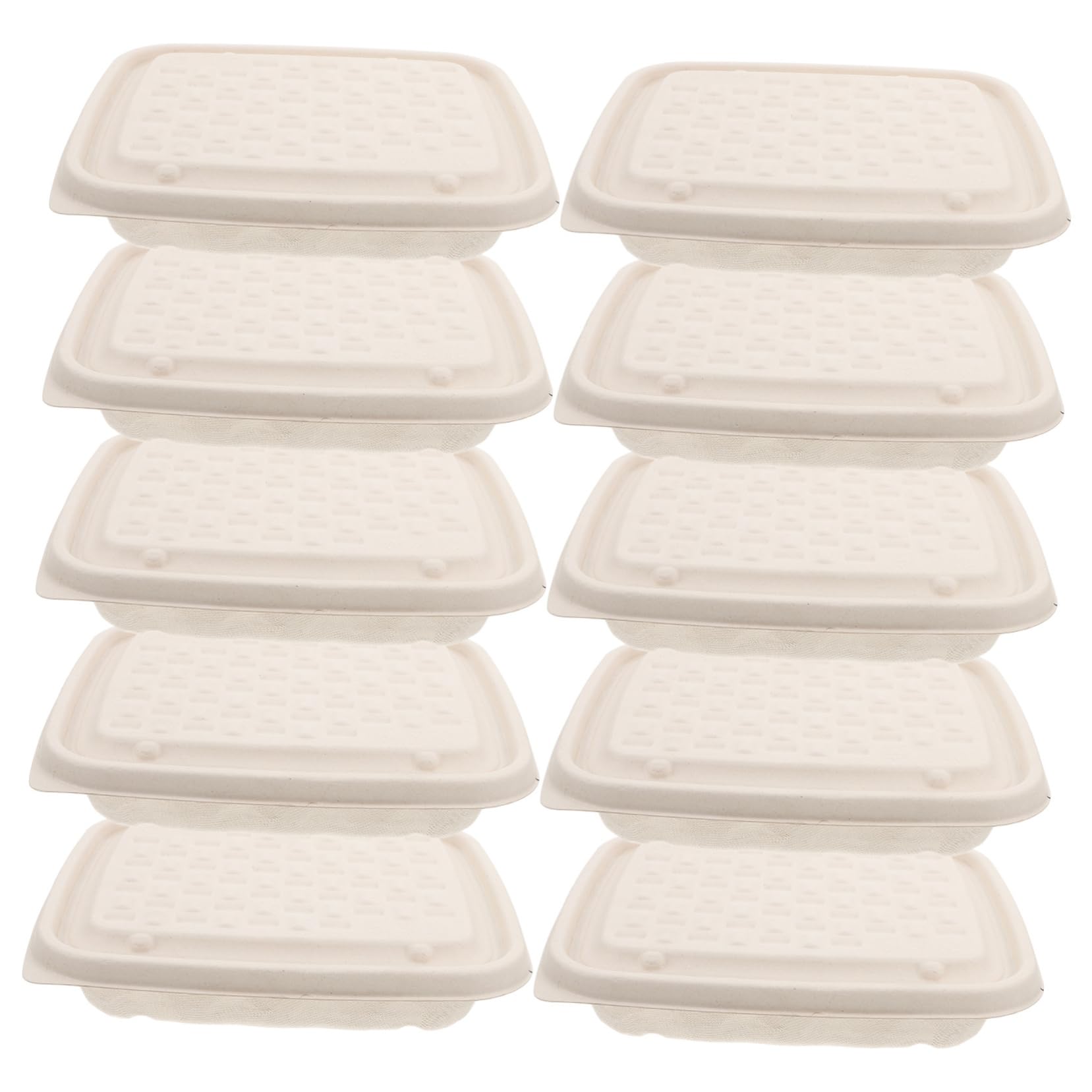 CIYODO 10 Pack Divided Paperboard Lunch Boxes 800ml Pulp Containers Lids Sectioned Take Out Food Packaging for Home or Restaurant Use