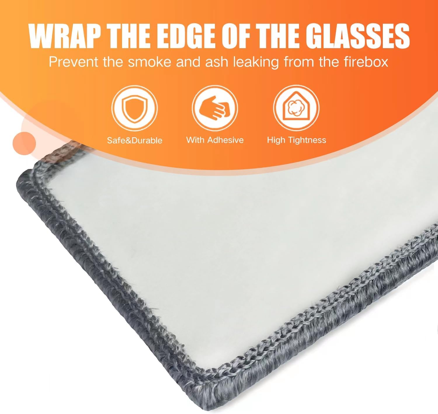 Image showing gasket tape being wrapped around the edge of stove glass