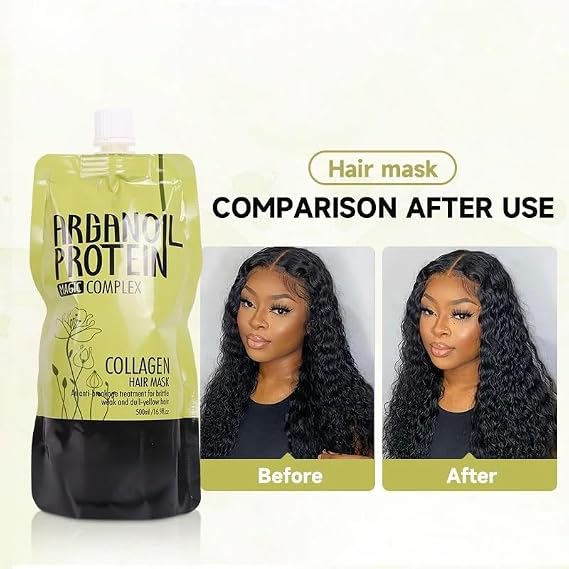Professional Argan Oil Protein Magic Complex Collagen Hair Mask, Moisturizing Hydrating Protein Smoothing 16.9 fl oz Keratin Hair Mask Treatments For Hair Care