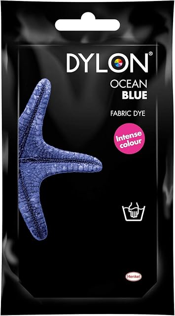 DYLON Hand Dye, Fabric Dye Sachet for Clothes, Soft Furnishings and Projects, 50 g - Ocean Blue