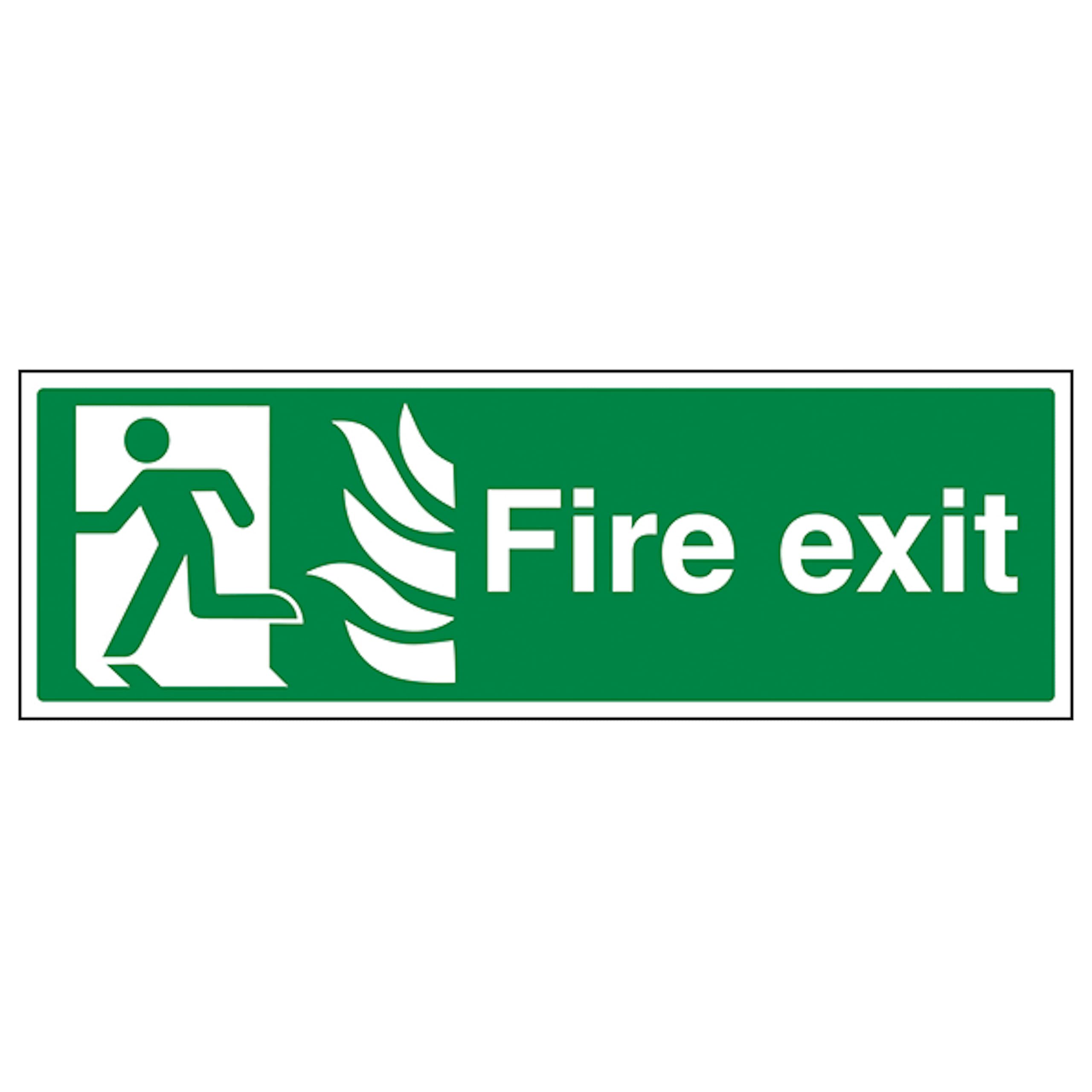 V Safety NHS Fire Exit Man Left 450 x 150 mm - 3mm Aluminium Composite Safety Sign, White, 17.72 x 5.91 inches