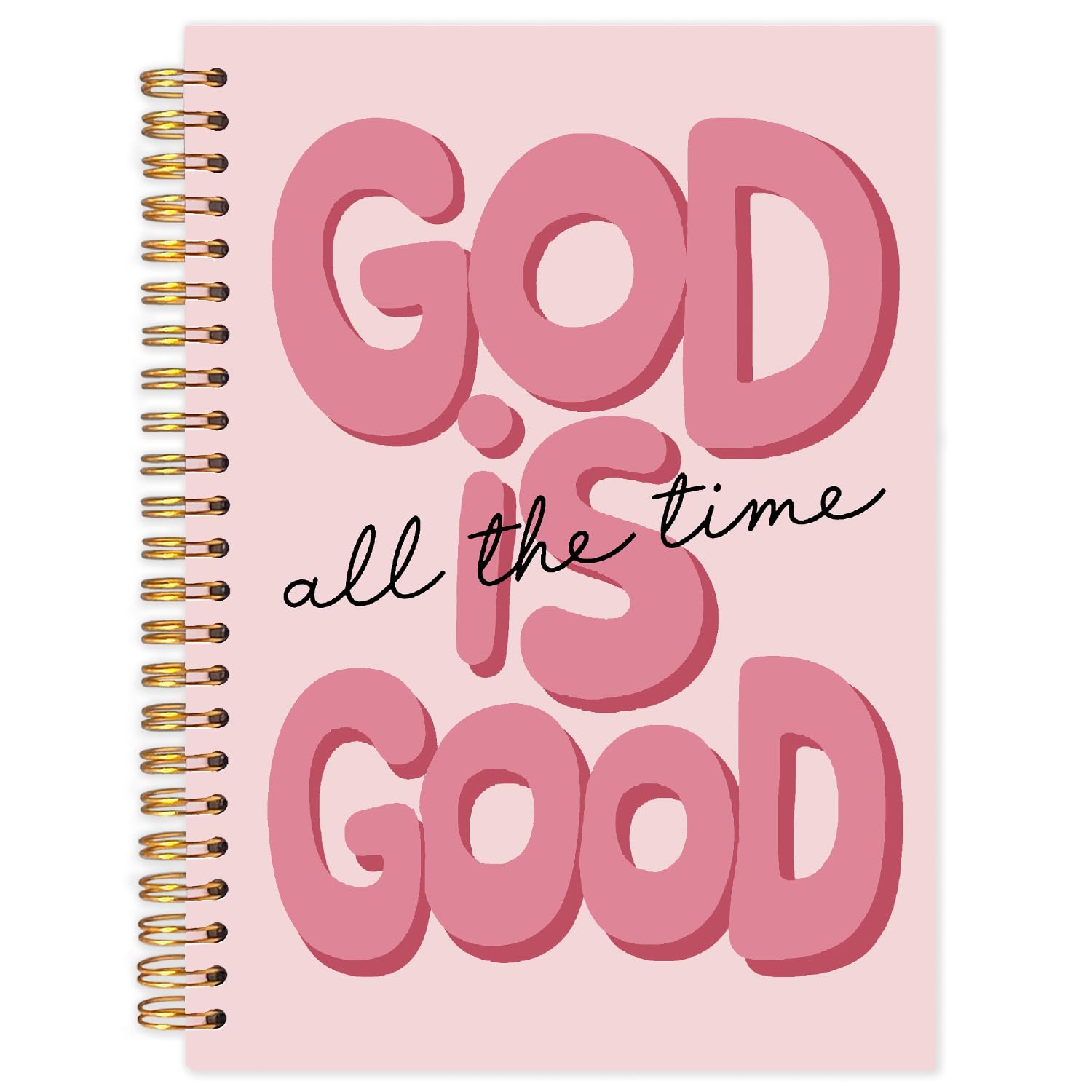 Yhtrg Red Preppy God Is Good Notebooks, Brown Christian Spiral Notebook Gift for Women, Bible Journaling Notebooks for Office School Supplies, 5.5x8.3 Inch