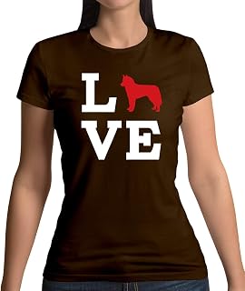 Love Husky Dog Silhouette - Womens Crewneck T-Shirt