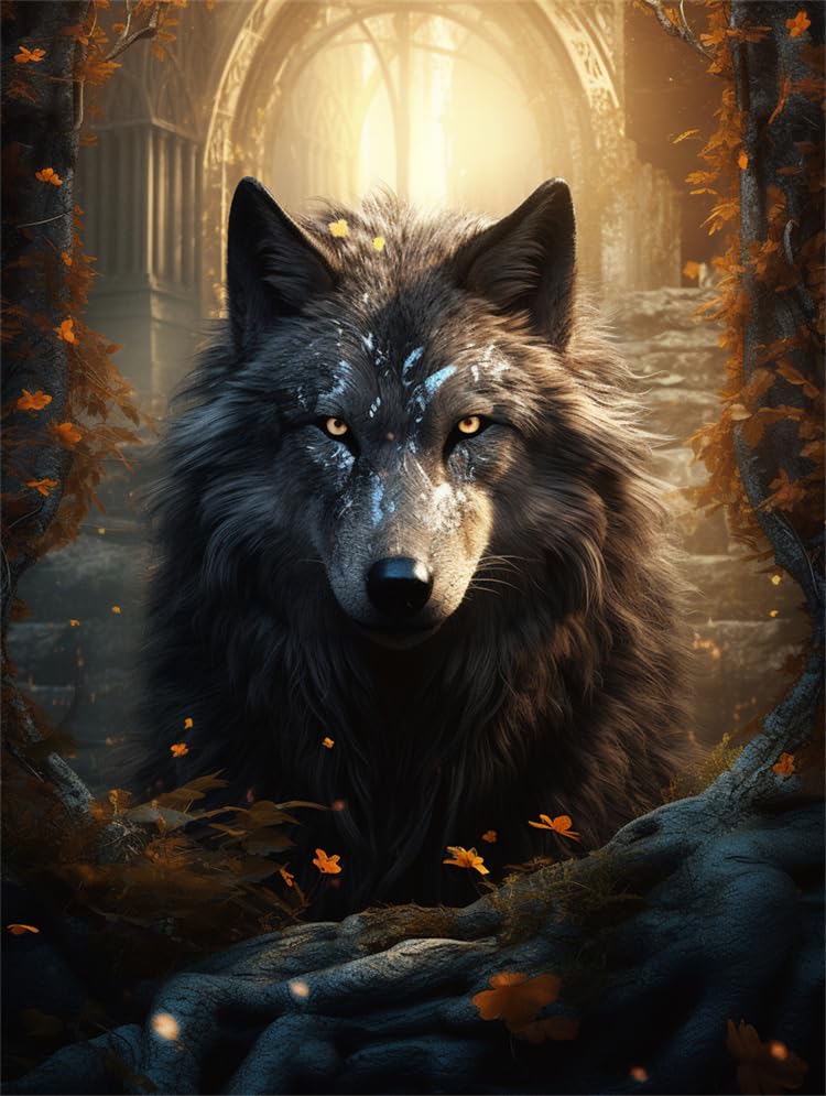 Broderie de perles loup toile estampillée 40x50 pour réussir sans erreur