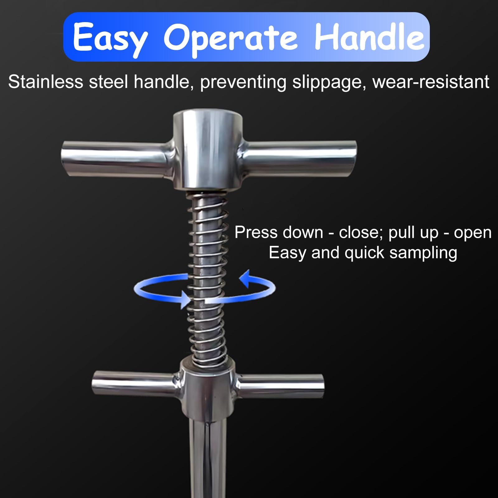 Bicchiere da 100/200/500 ml in acciaio inox, mestolo per campionatore liquido viscoso per laboratori e raccolta dell'acqua per condutture, kit di sonde di campionamento facile (0,5 m)