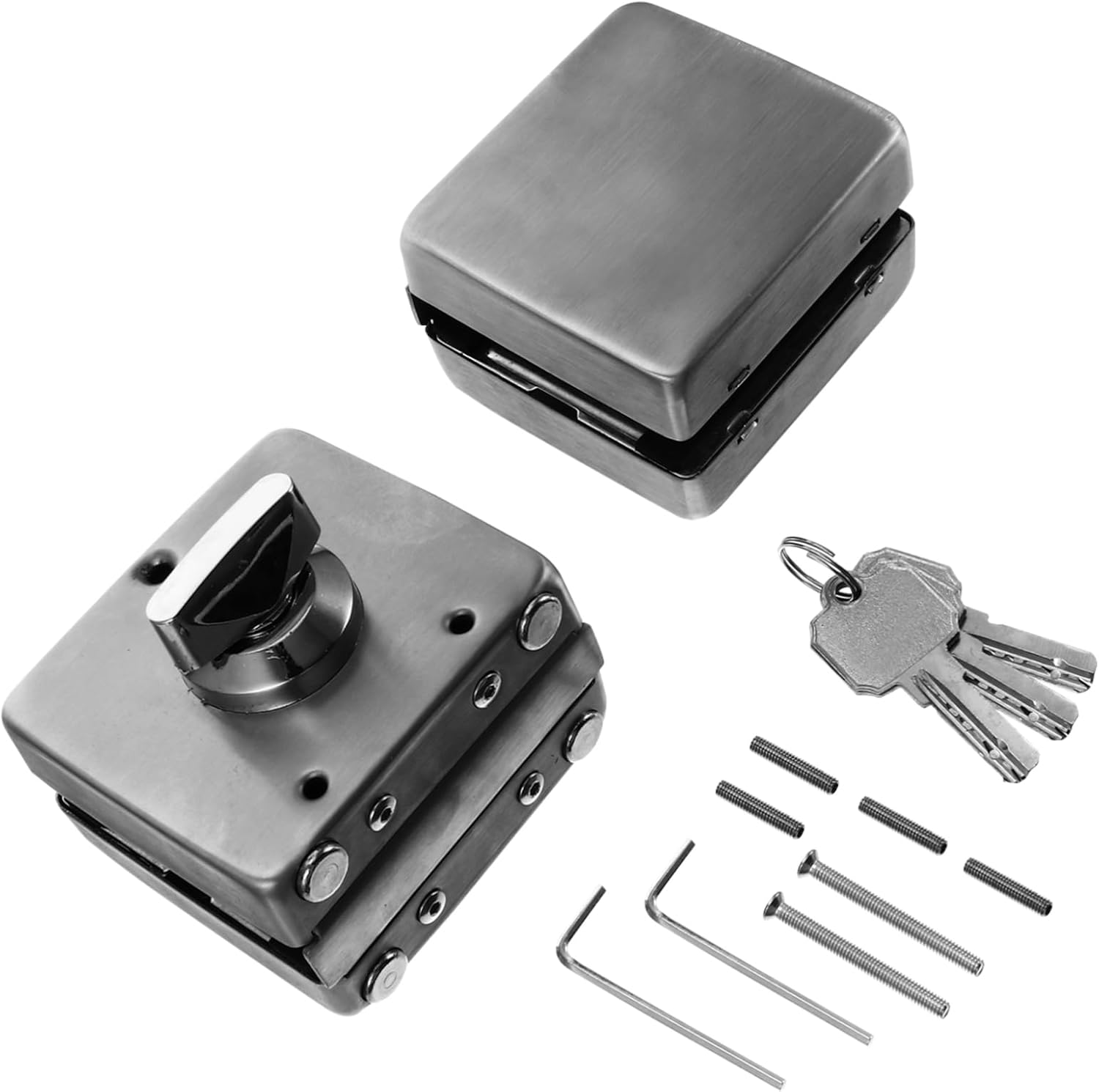 TEHAUX Frameless Glass Door Lock Double Door Latch 10mm-12mm Glass Home Security Lock