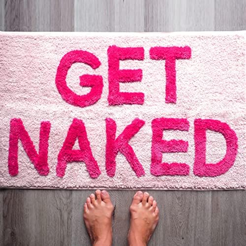 Evovee Get Naked Bath Mat Pink Funny Cute Bathroom Rugs Peach Blush Rug Shower Funny Bathroom Decor for Girls Fun Cute Bath Mat Non-Slip Washable