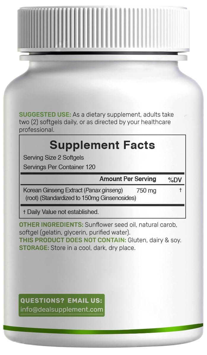 DEAL SUPPLEMENT Korean Red Panax Ginseng Root Extract, 240 Softgels — Amazon image 6