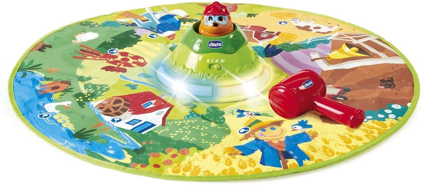 Chicco Mata do odkrywania kreta, elektroniczna mata do zabawy z 8 interaktywnymi obszarami rozwoju motoryki, z 3 trybami gry, światłami i dźwiękami, zabawkami edukacyjnymi w wieku 2-5 lat