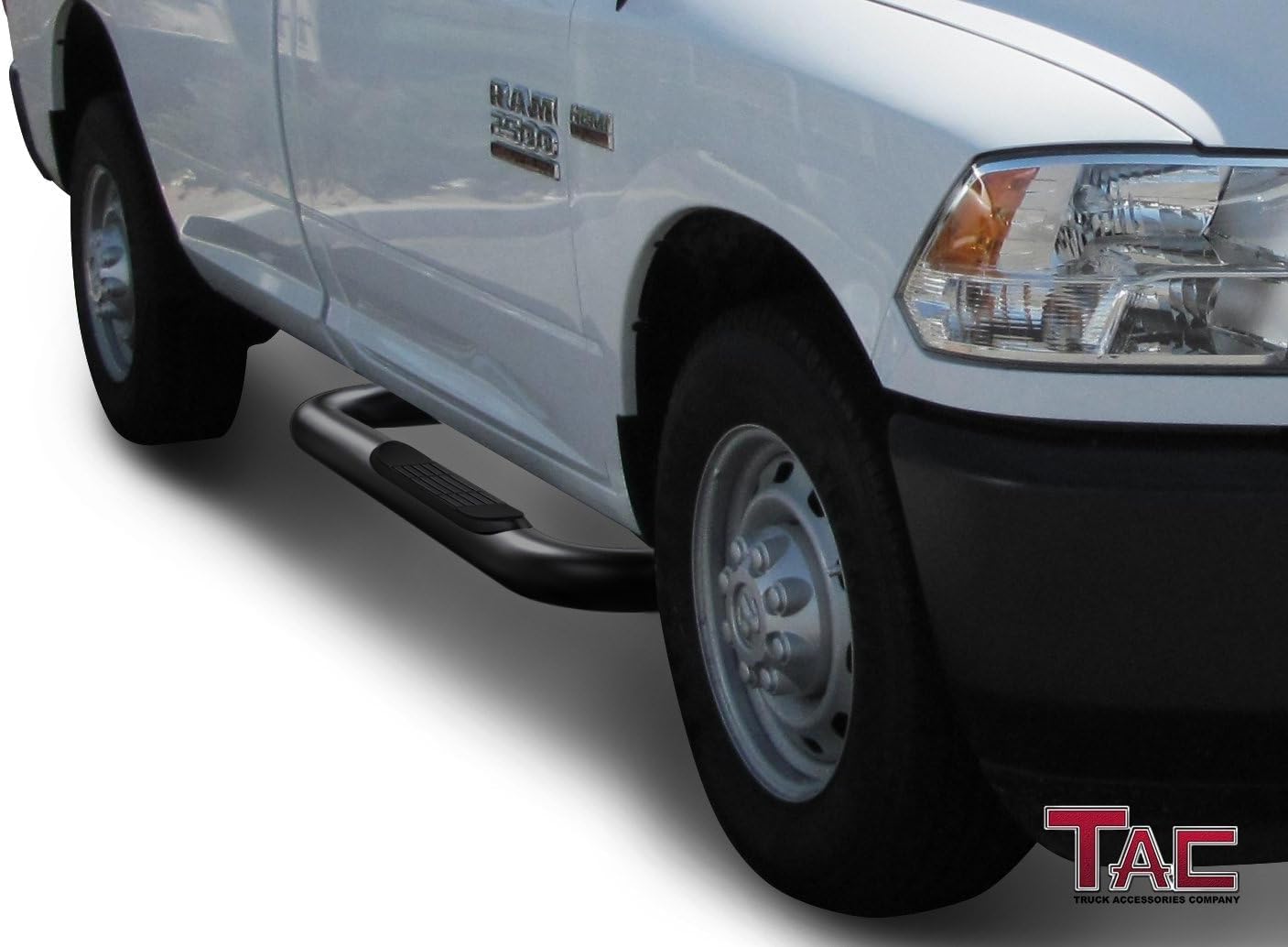 TAC Side Steps Compatible with 2009-2018 RAM1500|2019-2023 RAM1500 Classic|2010-2026 RAM2500/3500/4500/5500 Regular Cab 3" Black Step Rails Running Boards Off Road Exterior Accessories 2Pcs