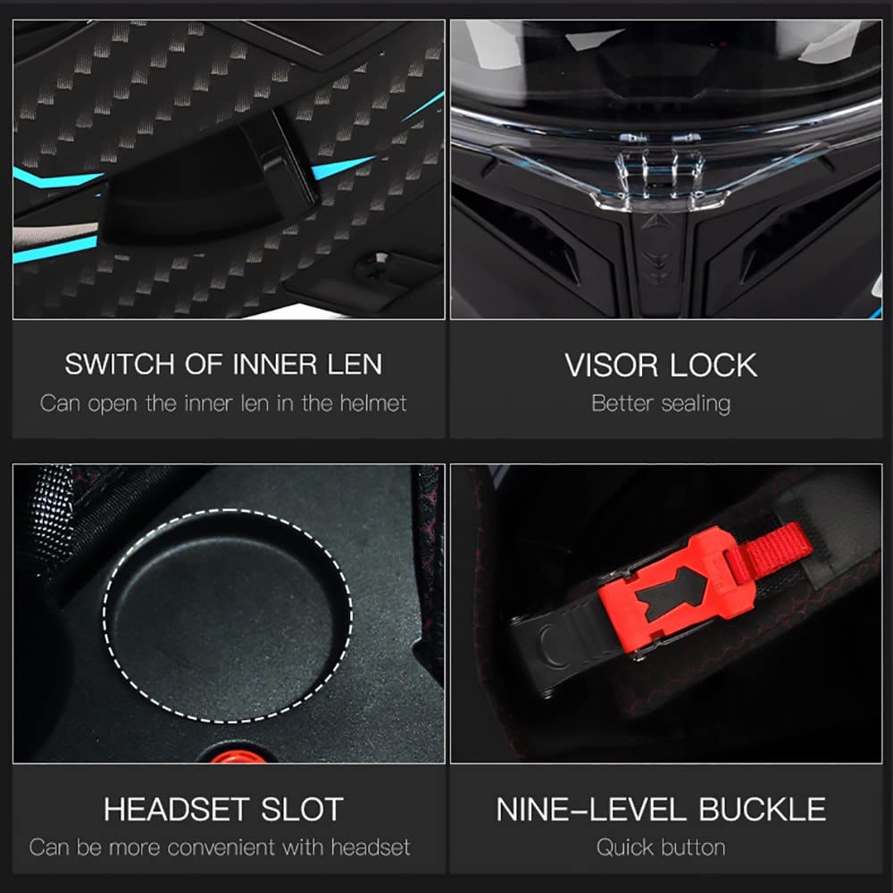 Motorradhelm Integralhelm Klapphelm ECE Zertifiziert Modularer Helm Doppelvisier Moped Street Racing Helm für Erwachsene Männer Frauen Roller Helm Sturzhelm Damen Herren Erwachsene