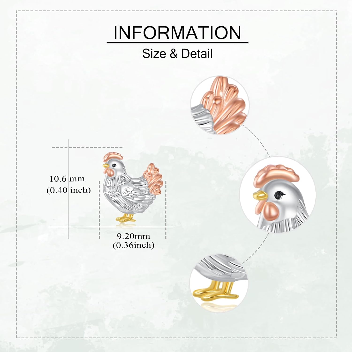 Chicken Earrings 925 Sterling Silver Hen Stud Earrings Cute Chicken Jewelry Hen Gifts For Women Female Mother Lover
