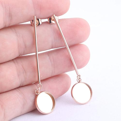 Miniatura 5 de 10 pares de aretes de cabujón de 0.472 pulgadas (0.472 in) en blanco, barra larga, postes de aretes para suministros de fabricación de joyas (oro