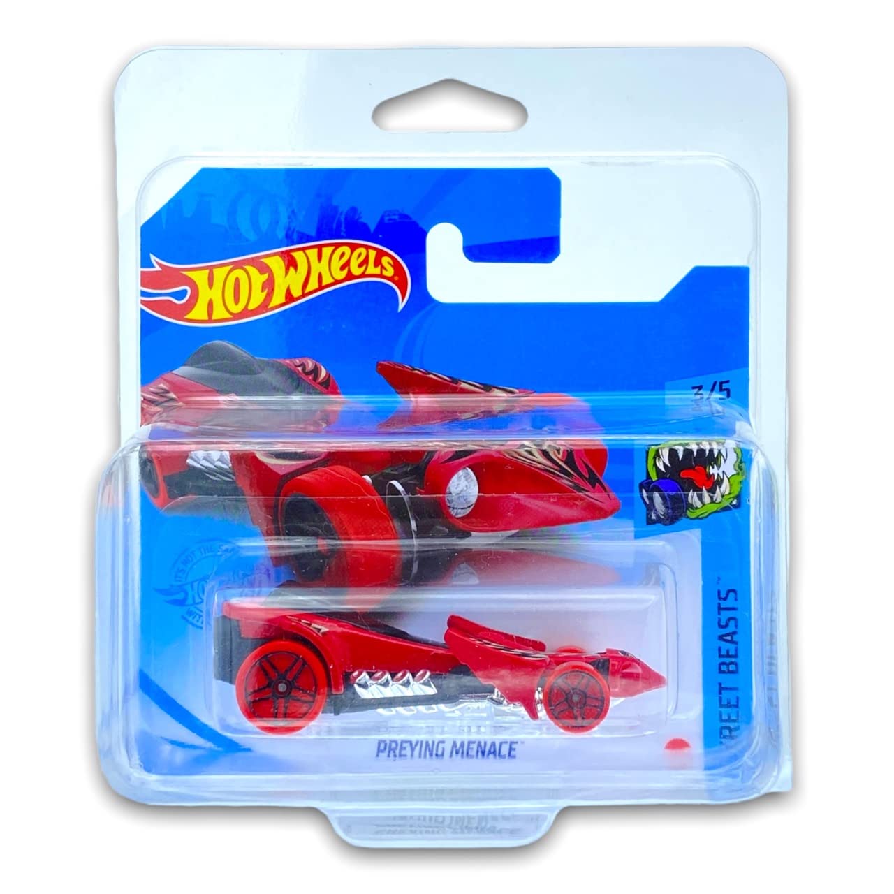 Hot Wheels Preying Menace (Red) 3/5 Street Beasts 2021 - 115/250 (Short Card) *** COMES IN A KLAS CAR KEEPER PROTECTIVE COLLECTORS CASE *** GTC35
