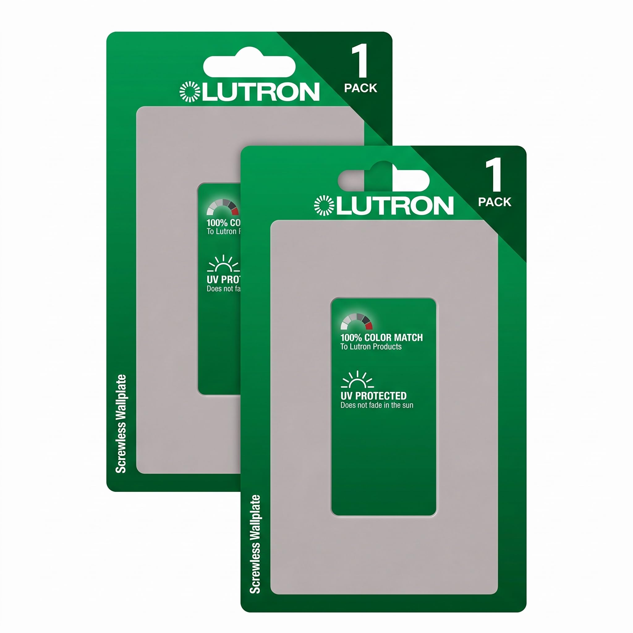 Lutron Claro Light Switch Cover Plate, 1 Gang Wallplate, for Decorator Light Switches, Screwless Switch Plate Cover, Gloss, CW-1-GR-2, Gray, 2 Pack
