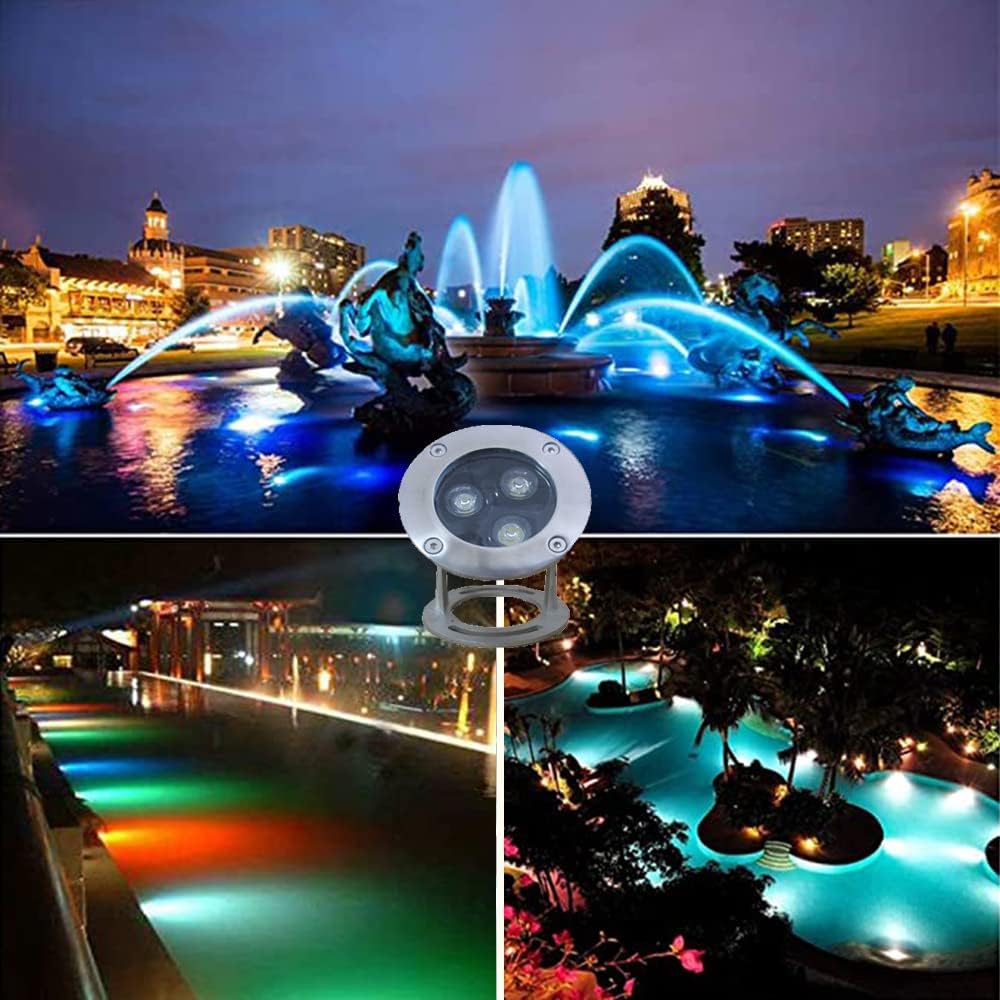 RGB LED Pond Light, 12V Low Voltage Underwater Light, IP68 Waterproof Submersible Light with Remote & Transformer, Stainless Steel Outdoor Light for Pond Fountain Waterfall Pool Garden Landscape