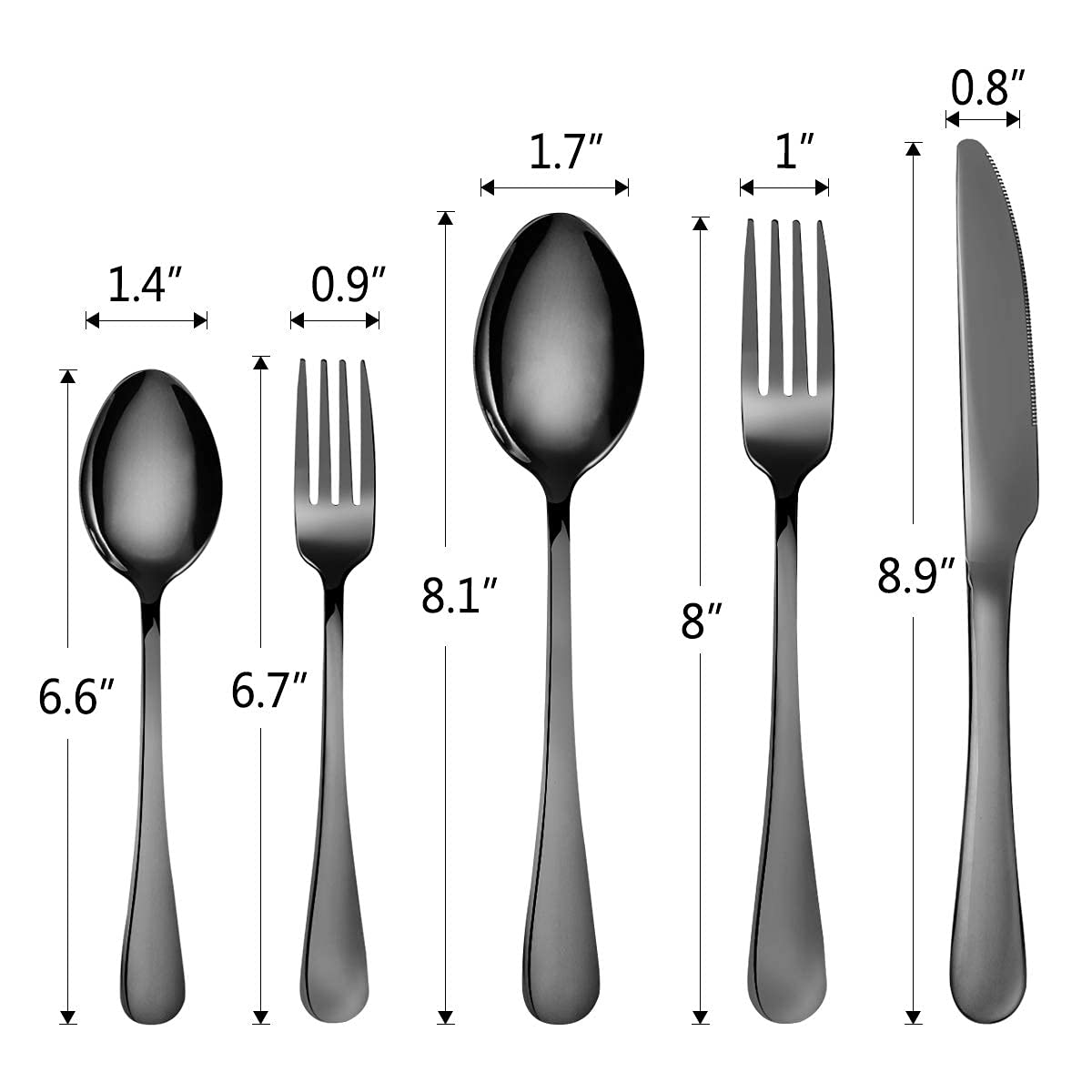 Besteck Schwarz 20-teilig Besteckset aus 18/0 Edelstahl, Bestecksets einschließlich Messer Gabel Salatgabel Löffel und Kaffeelöffel, Besteck Set für 4 Personen, Spülmaschinenfest