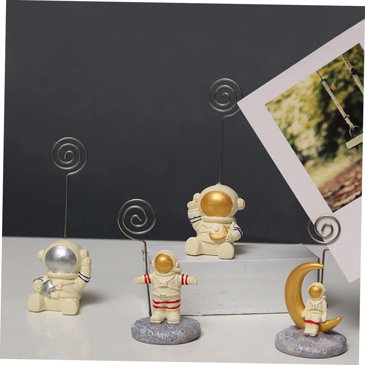 Gadpiparty Astronaut Photo Clip Holder Creative Note and Memo Stand for Home Office and School Golden Hugging Astronaut Design