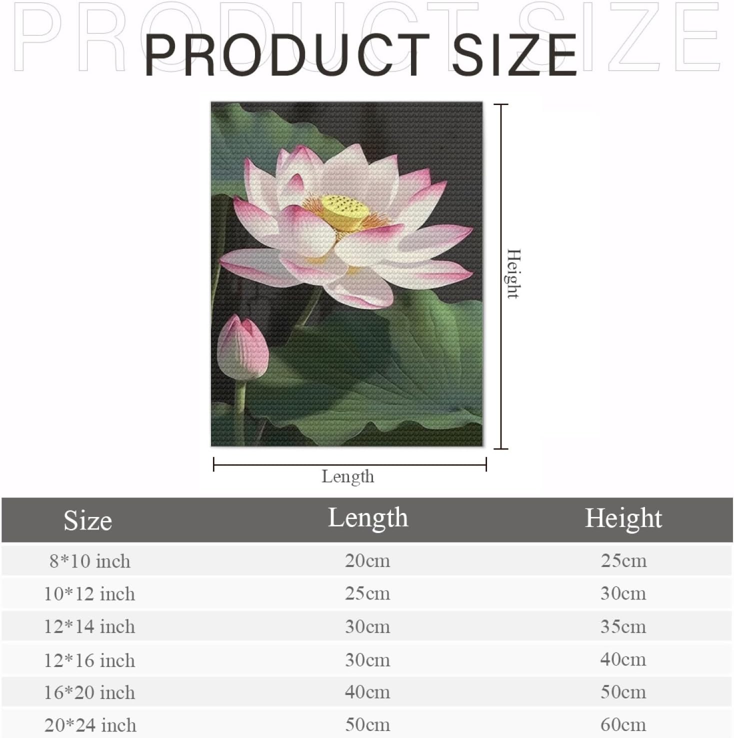 KXBAVPP Lotus Diamond Art Painting Kits,5D Flower Diamond Art Kits for Adults,Floral Painting Full Round Diamond Art Crafts 20x24 inch