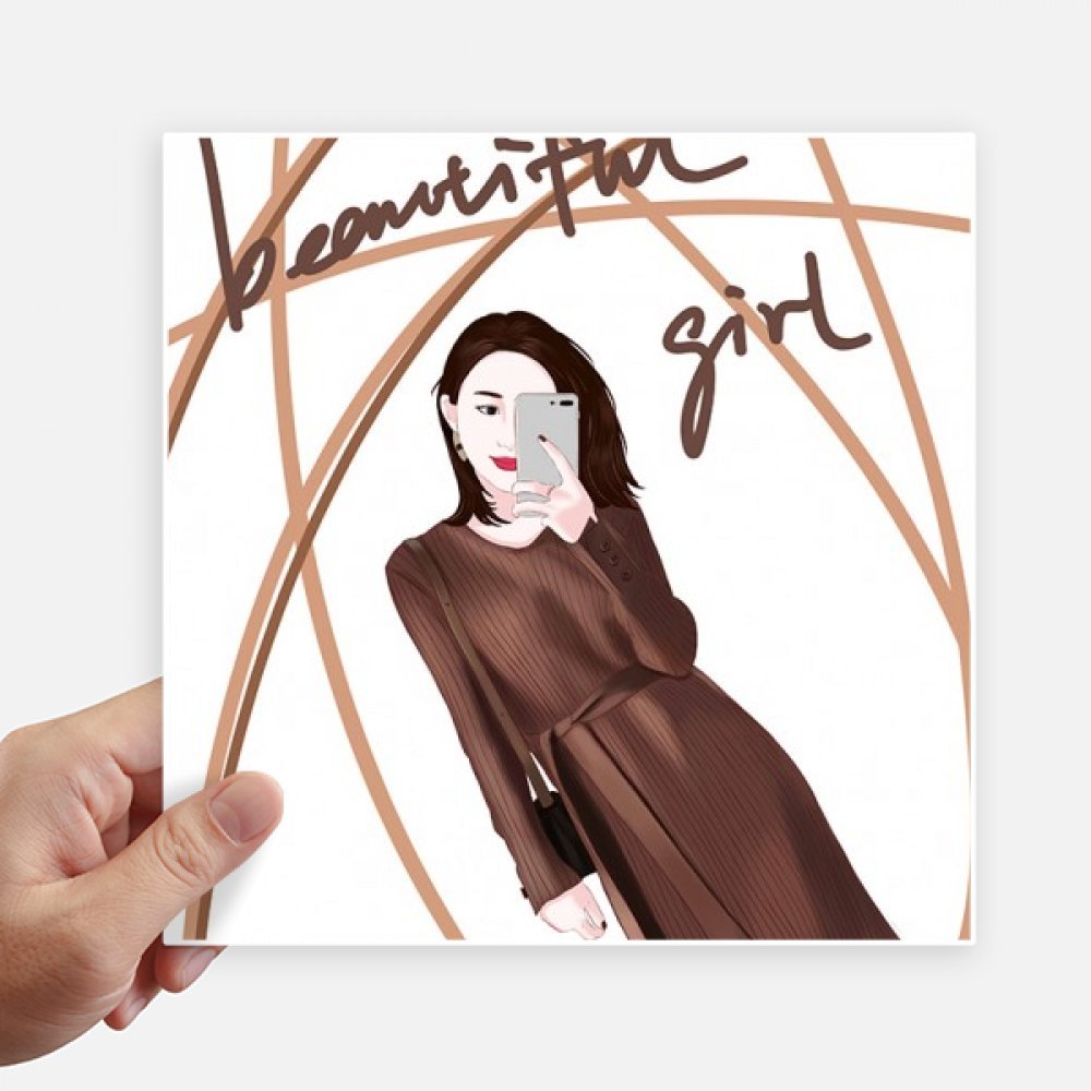 Pegatinas de pared de chica hermosa diseño cuadrado artístico de 20cm vinilo resistente 4 piezas