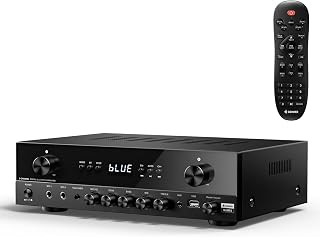 Donner MAMP2 600W Peak Stereo Amplifier Receiver: Bluetooth 5.3, Dual Mic, Phono/Optical/USB for Karaoke, Home Theater Speakers
