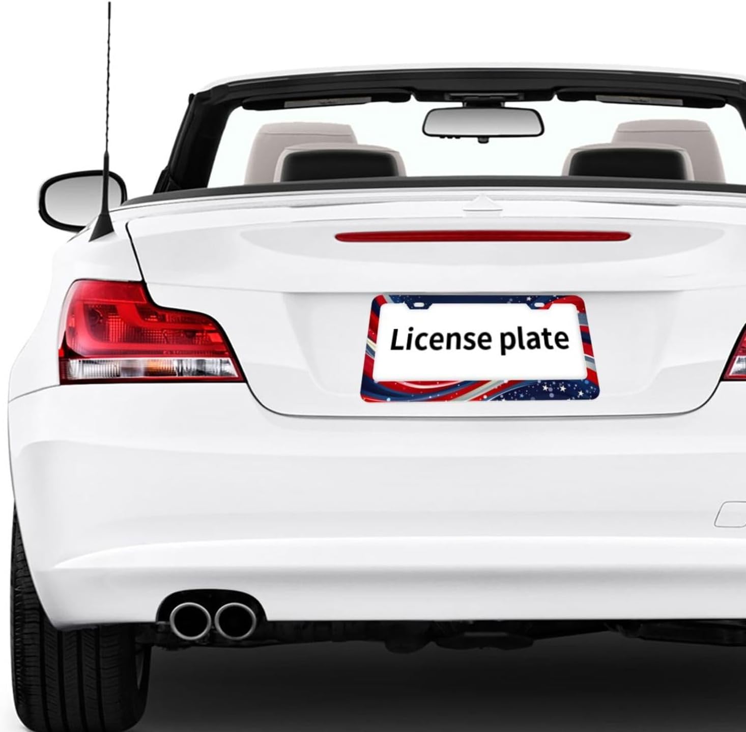 America Theme Stripes Wave Matte Aluminum License Plate Frame with Black Screw Caps，2pcs 2 Holes Black Licenses Plates Frames,Car Licenses Plate Covers Holders for Us Vehicles/Women/Men
