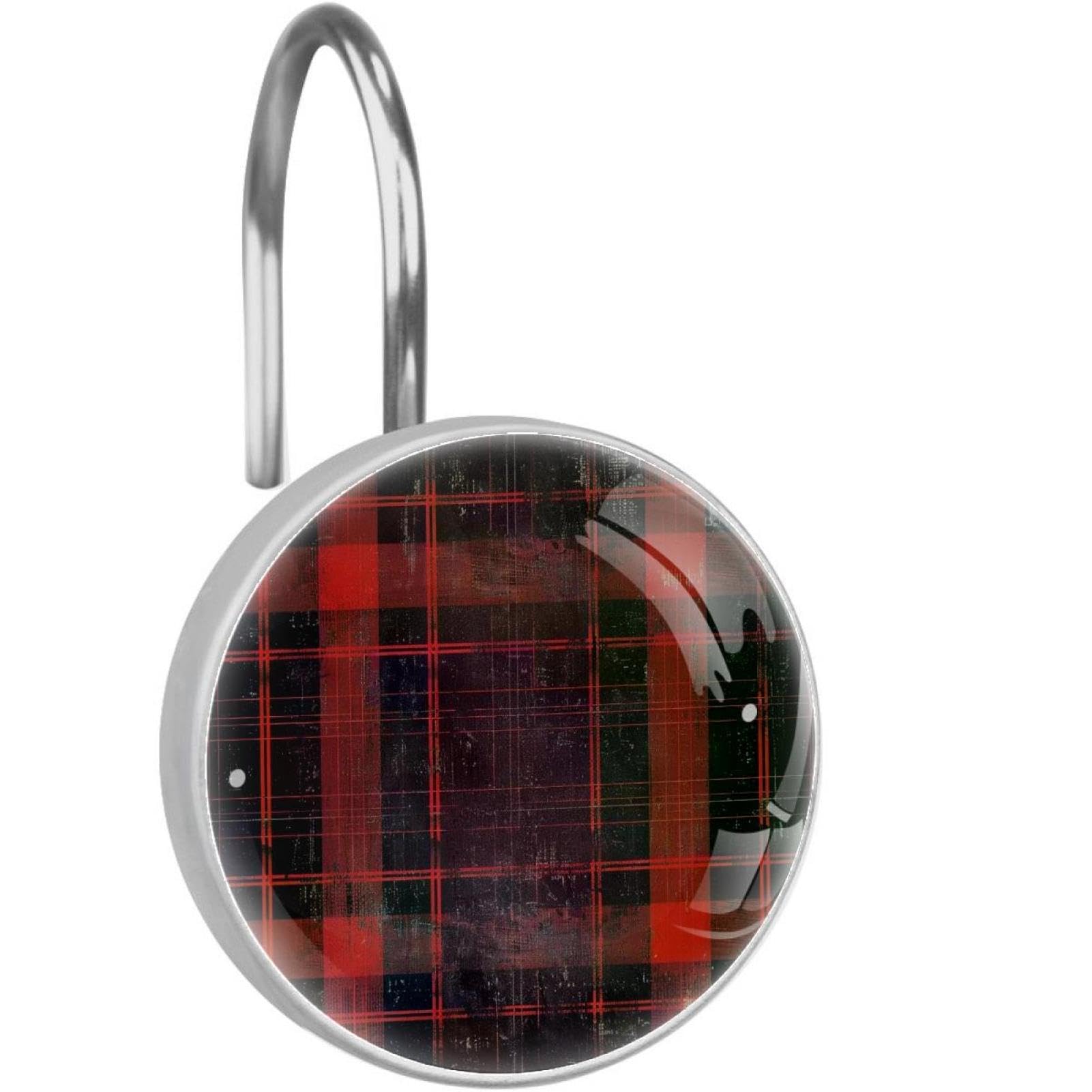 Crochets rideau de douche tartan pour remplacer les anneaux cassés avec un style rétro