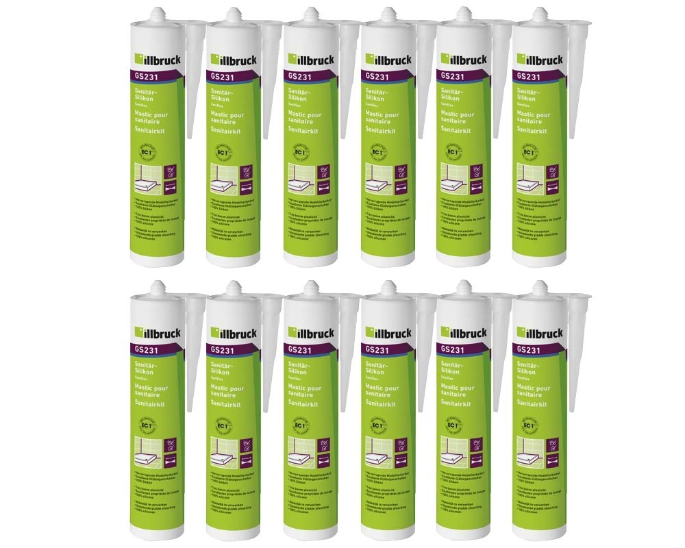 Illbruck GS 231 - Silicona sanitaria y construcción (12 unidades, 310 ml), color beige