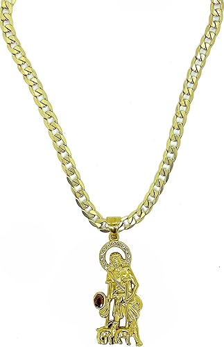 Miniatura 2 de Colgante de San Lázaro GP de 14 quilates con collar de 24 pulgadas de acero inoxidable dorado - San Lázaro Dije Con Cadena De 24 Pulgadas Oro Acero