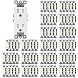 (100 Pack) CML 15 Amp Decor Wall Receptacle Outlet, Child-Safe Tamper Resistant (TR), 15A/125V, Standard Decorator Electrical Outlet, UL Listed, White