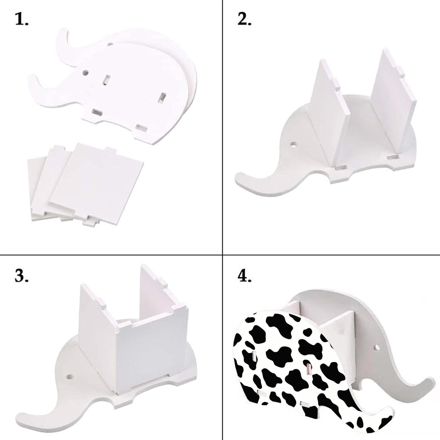 Keyboard Wrist Rest Pad Ergonomic Mouse Pad Set,Non-Slip PU Base for Laptop, Home, Gaming, Office,Matching Elephant Pen Holder and Cup Coaster(Cute Cow Pattern)