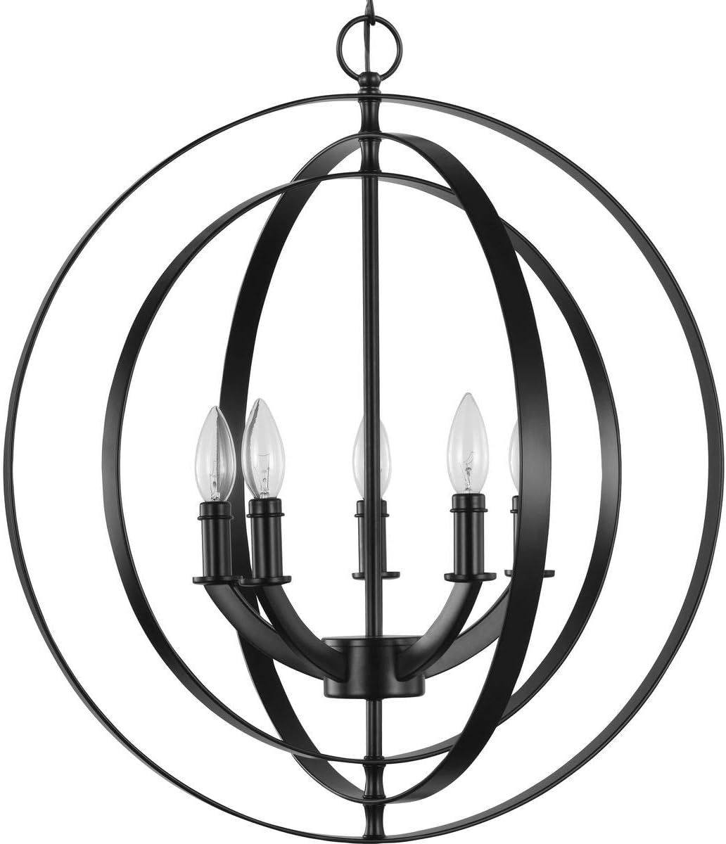 Progress Lighting Equinox Collection 5-Light Matte Black New Traditional Sphere Pendant Light