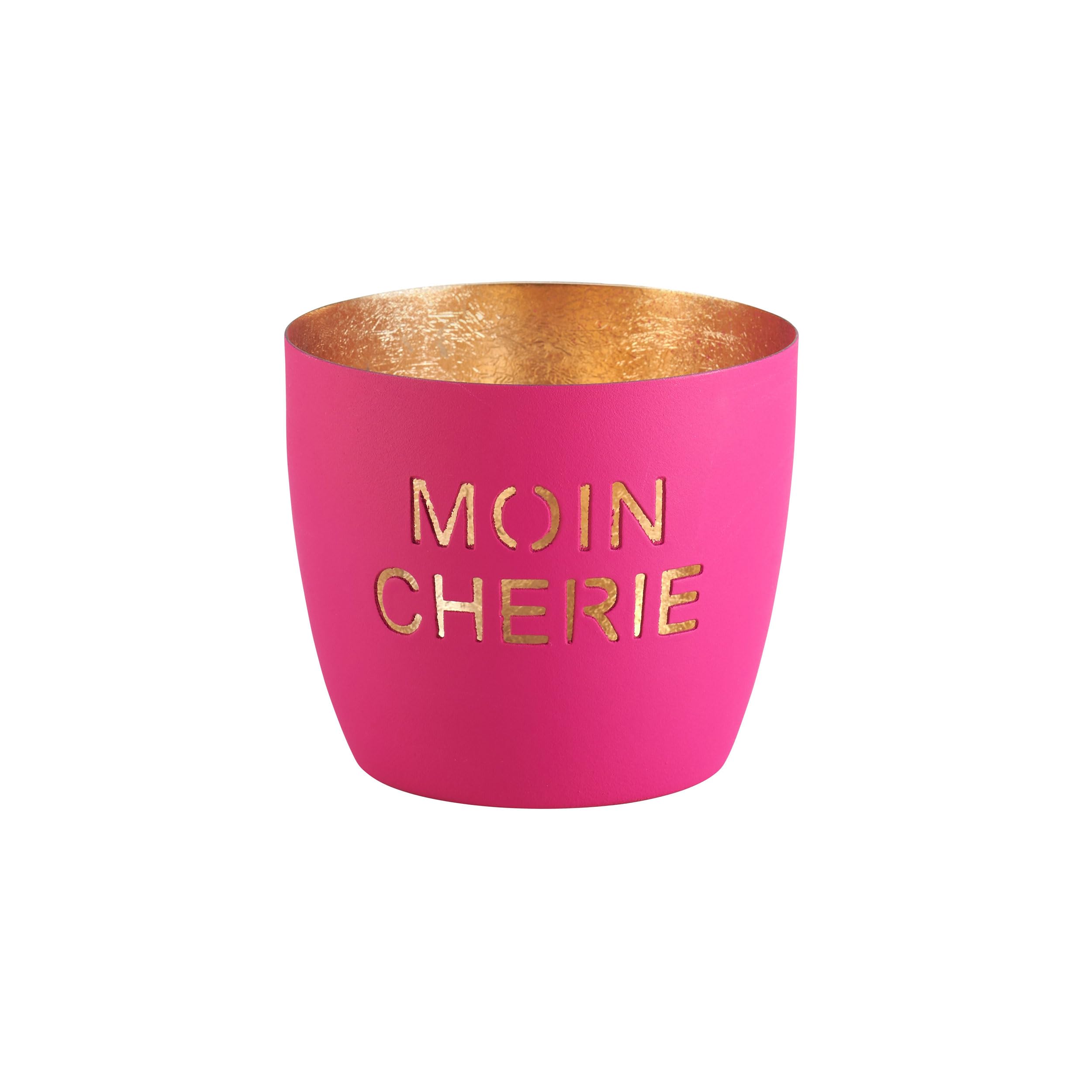 Portacandela Antivento In Ferro Madras Tea Time – Color Sabbia E Oro – Altezza 8,5 Cm