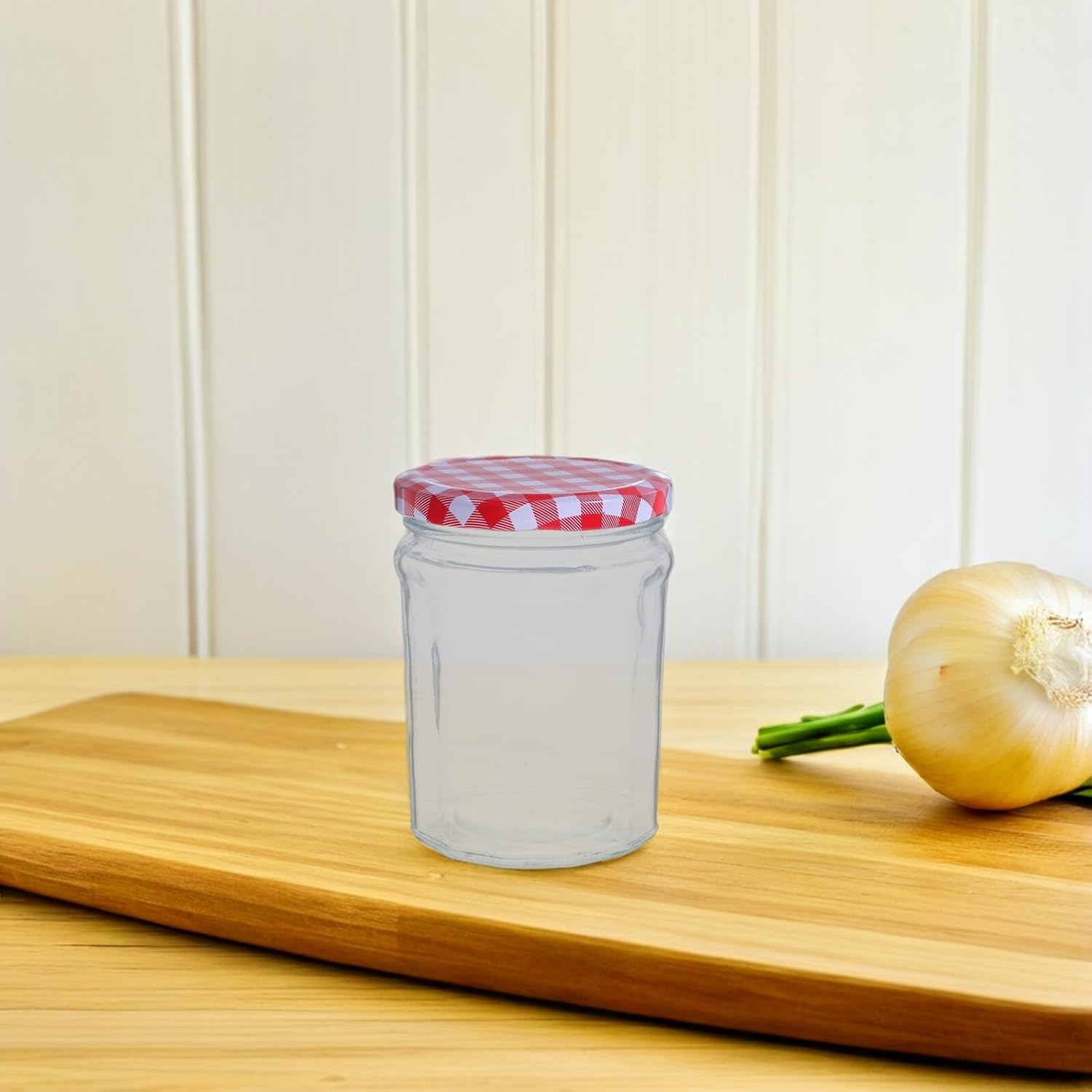 NUOBESTY Glass Food Jars with Airtight Lids Hexagon Glass Storage Containers 380ml for Jam Honey Jelly Kitchen Canning 6pcs