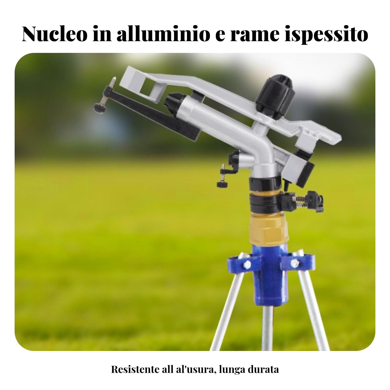 perfk Irrigatore da Giardino Irrigazione Spruzzatore Rotante Testina Sprinkler Getto Regolabile Corpo in Lega Alluminio Rame Durevole Copertura Ampia Adatto, Rame 2.5inch 50