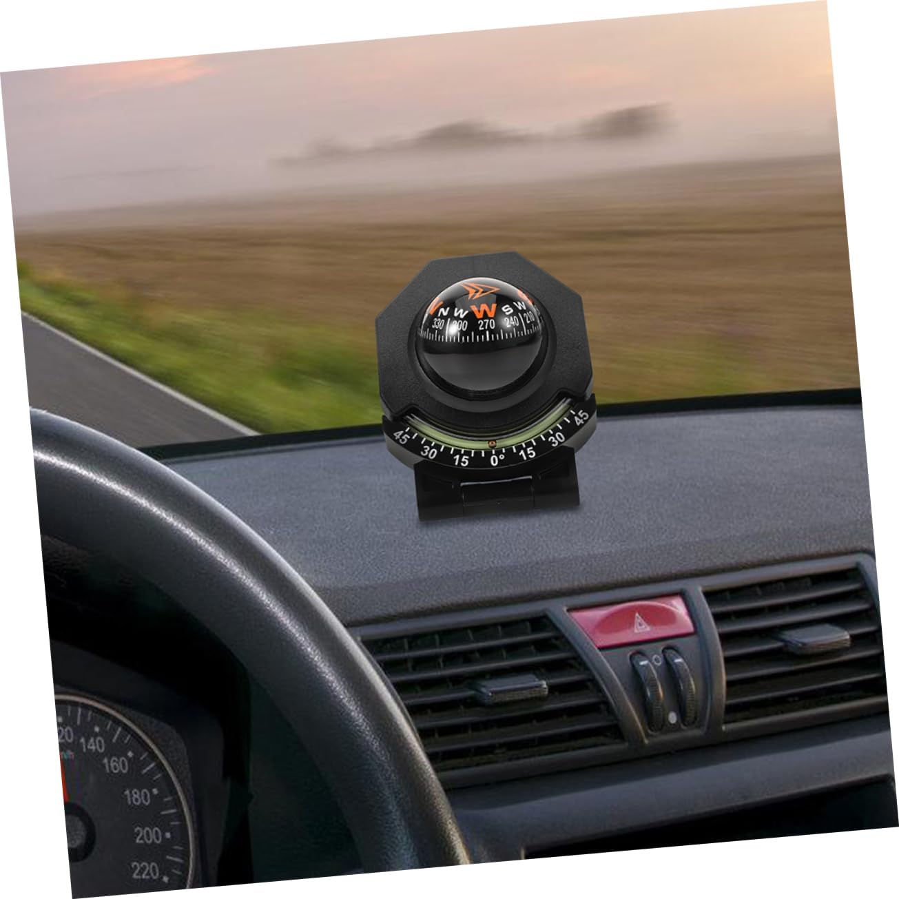 Car Dashboard Compass with Inclinometer 2pcs Windshield Mount Auto Compass for Car Motorcycle Boat Navigation