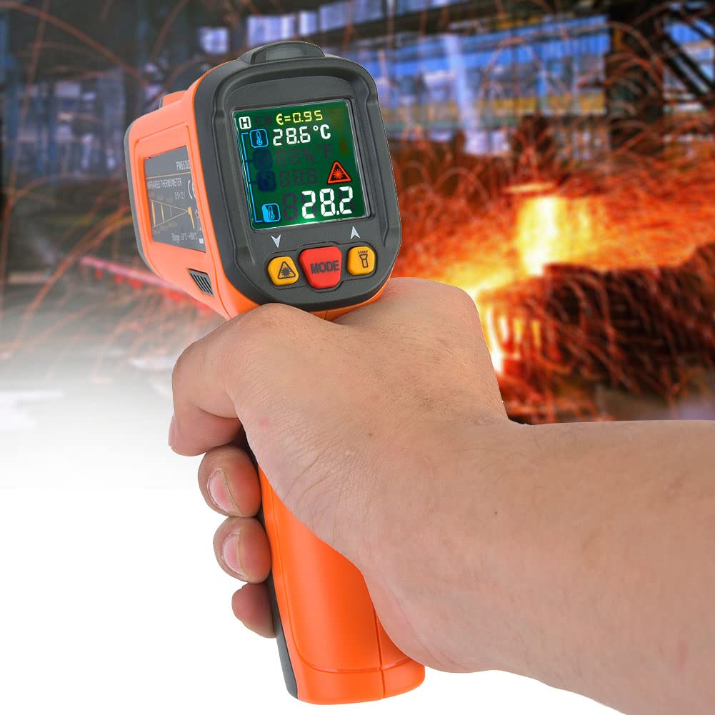 Termómetro Infrarrojo -50°C a 800°C, Temperatura Ambiente/humedad/punto de Rocío, Termopar Tipo K, Detector de Fugas UV