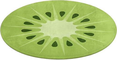 Miniatura 6 de HoaMoya Alfombra redonda de kiwi de dibujos animados, alfombra de área de círculo de frutas, alfombra de baño, dormitorio, cocina, alfombra