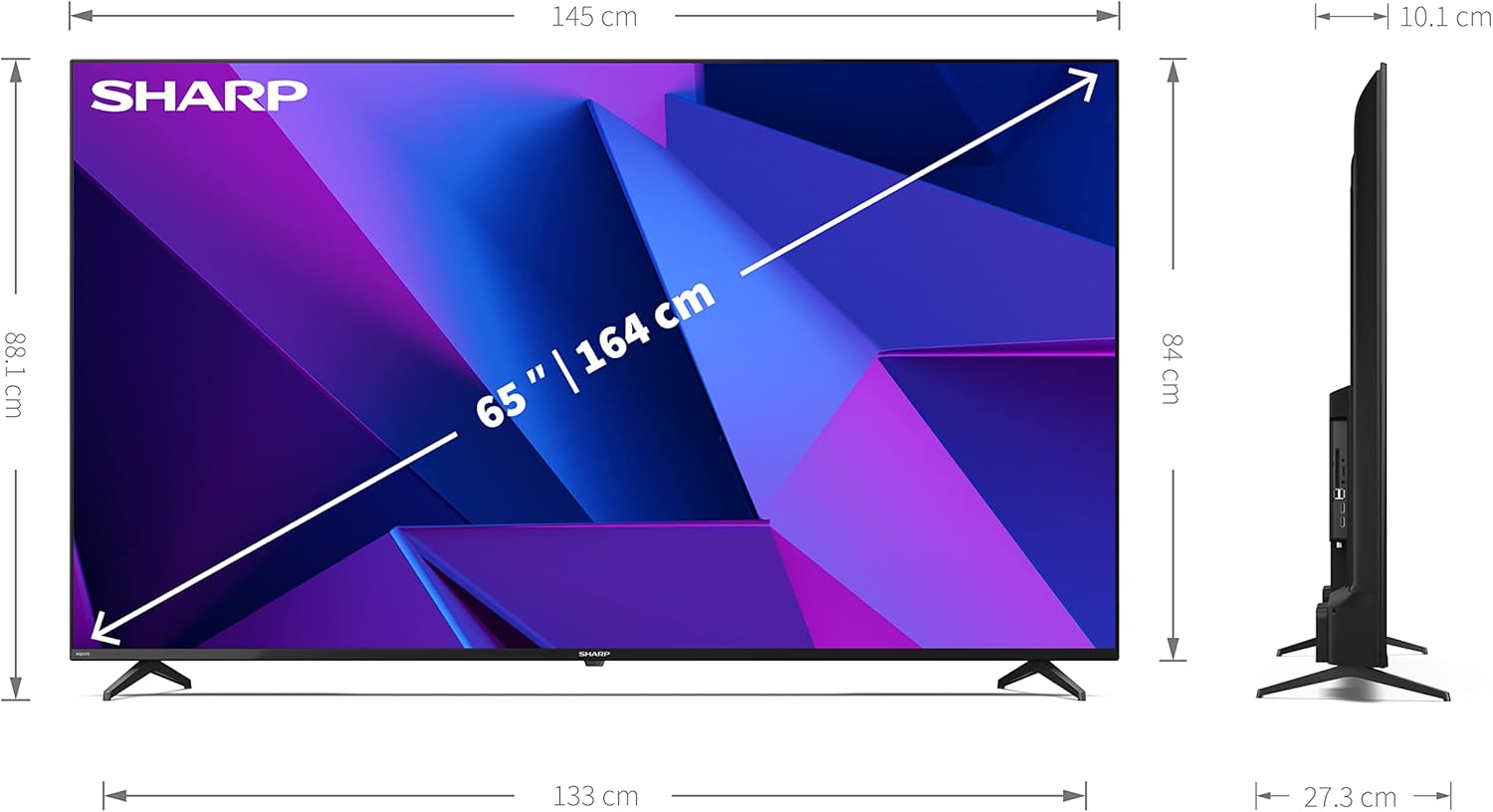 Sharp Aquos 65FN6EA, 65 LED Smart TV 4K UHD Android 11, DVB-T2/S2, 3840 x 2160 Pixels, Wi-Fi, Nero, suono Harman Kardon, 4xHDMI 2.1, 2xUSB, Chromecast integrato, Dolby Vision, Dolby Atmos, DTS X